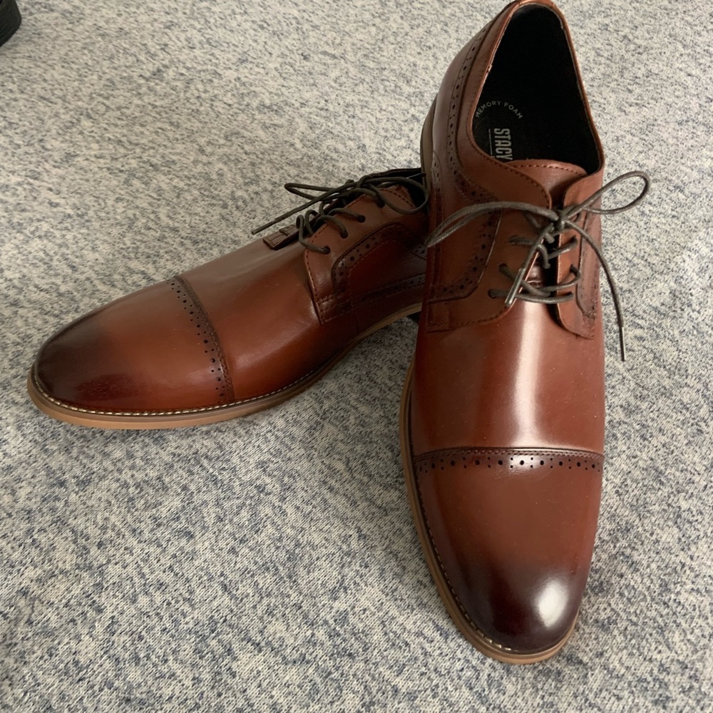 Stacey Adams Brown Toe Cap Oxford Leather Dress Shoes Men Size 12, New